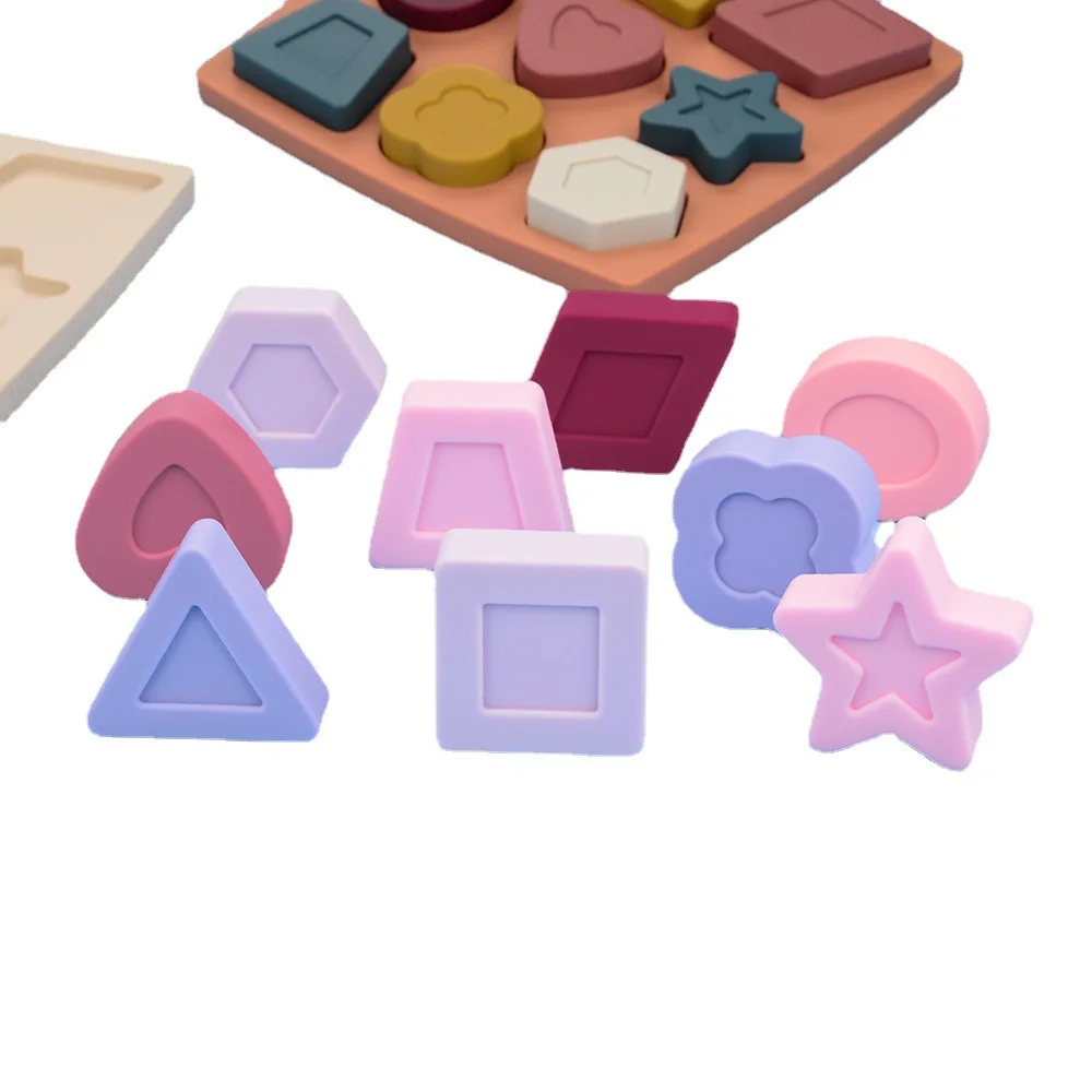 Wholesale Silicone Educational Toys Baby Silicone Geometric Puzzle Sensory Toy Preschool Games Montessori Toys for Toddlers