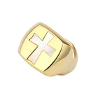 Sterling Silver Silver 4 Color Ring S925 Sterling Silver Cross Shell Ring Wholesale