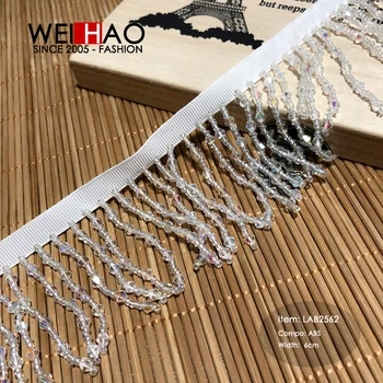 Beaded fringes trimming fashion tape for women's garment beaded piping trims ABS fringes for curtain