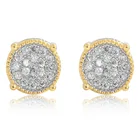 Earrings Zircon Hip-hop Earrings Microset Zircon Round Two-color Hip-hop Earrings 925 Silver Ear Hats Unisex