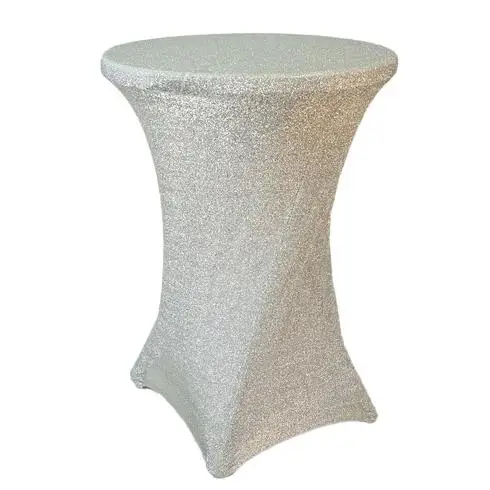 Metallic Shiny Glittered Spandex Cocktail Table Cover