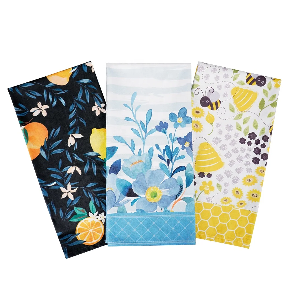 New Product Cotton Printing Flower Tea Towel For Kitchen Table Cleaning Tea Towels