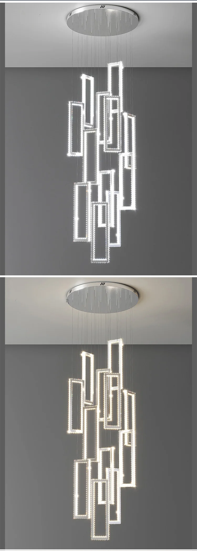 CPL-299 Bespoke Fixtures Indoor Decoration Villa Hall Hotel Lobby Staircase Luxury Crystal LED Chandelier Light details