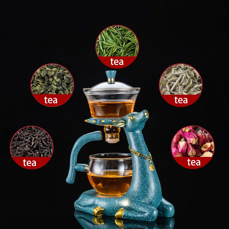 Creative deer self-watering chinese tea pot set heat water heater pot resistant glass tea pot with strainer 7.jpg