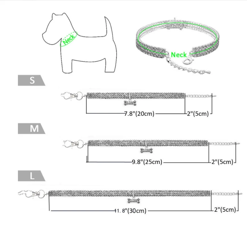 2022 New Multisize Multicolor Pet Collar Elastic Diamond Necklace