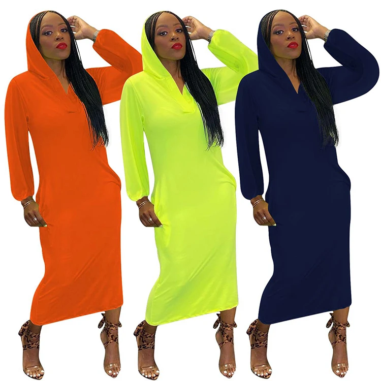 Fe172 Fashion Ripped Long Hoodie Dress 