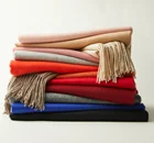 Scarves Fashion Winter Soft Scarf Ladies Scarves Shawls Stylish Plain Tassel Thick 100% Cashmere Scarf