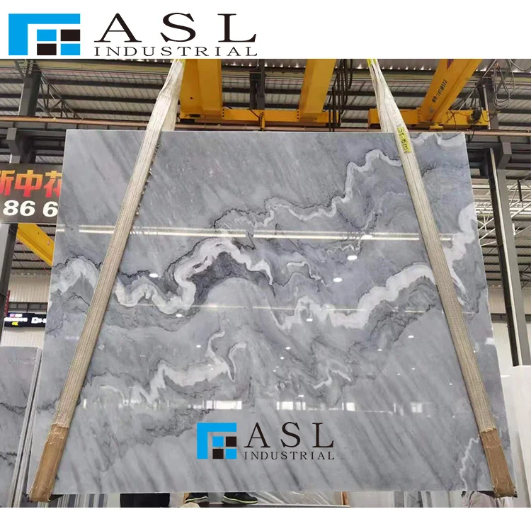 Luxury Bruce Book Match Natural Grey Marble Floor Tile Stone Slabs