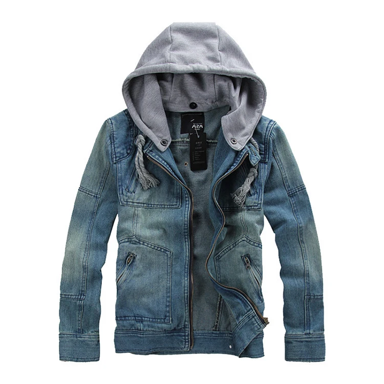 hooded denim jacket men