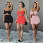 Suit T0010 2021 Spring New Hot Selling Sexy Bow Sling Miniskirt Suit