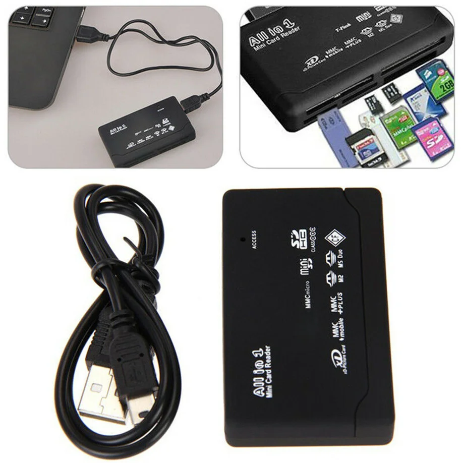 All in 1 One 26 in 1 USB 2.0 External Memory Card Reader High-Speed Adapter Cipher Box Style for PC Laptop Computer Table