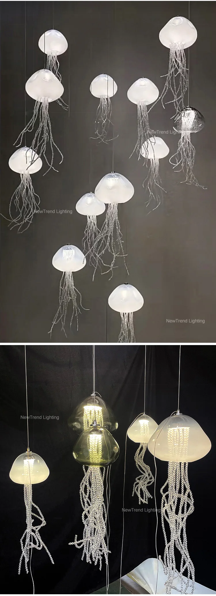 CPL-208 Unique Style Bespoke Fixtures Indoor Decoration Modern LED Glass Crystal Jellyfish Chandelier manufacture