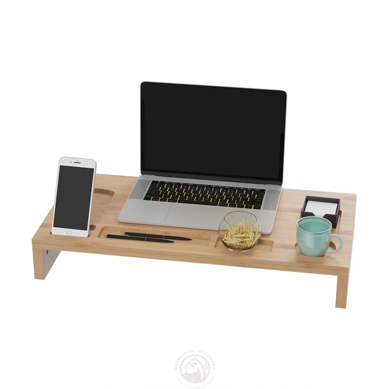 High Quality Adjustable Bamboo Laptop Stand Computer Stand Riser Screen Holder Desk Bamboo Computer PC Monitor Stand With Drawer