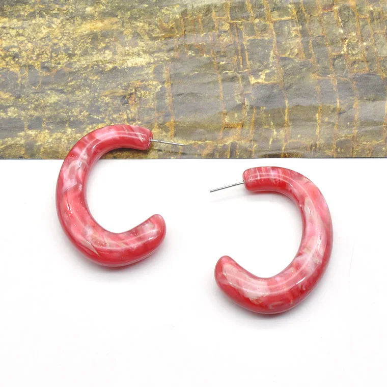 Wholesale small size new acrylic color unique hoop earrings