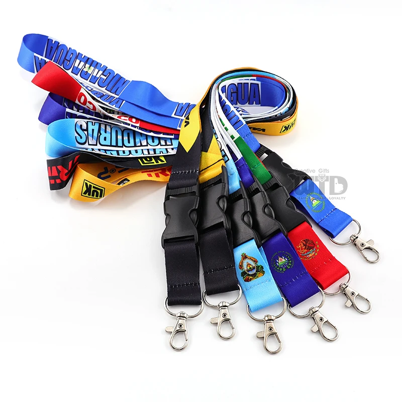product personalized polyester promotional lanyard with hook neck straps keychain for mobile phone id card badge holder-6