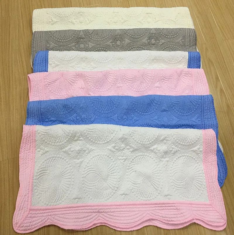 Custom Shower Newborn Gift 36X46 Inches Monogram Baby Cotton Blanket Blank Heirloom Baby Quilt