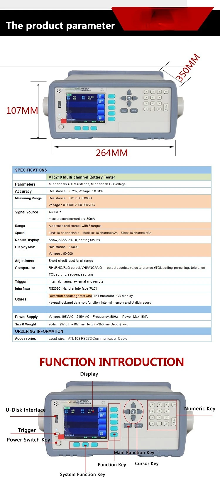Internal Resistance Meter Battery Capacity Tester At5210 Multichannel