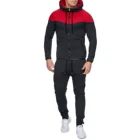 Sweat Suit Men's Activewear Full Zip Warm Tracksuit Color Block Sports Set Casual Sweat Suit