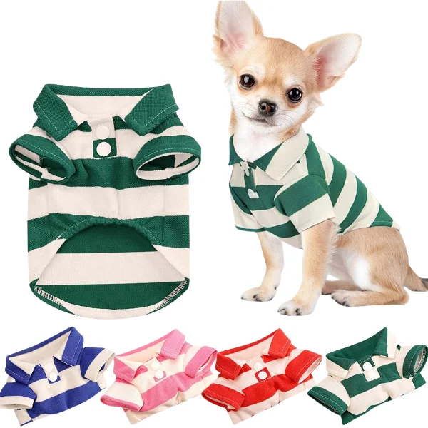 Pet Clothing Pet summer new two-legged striped polo shirt dog pet clothing