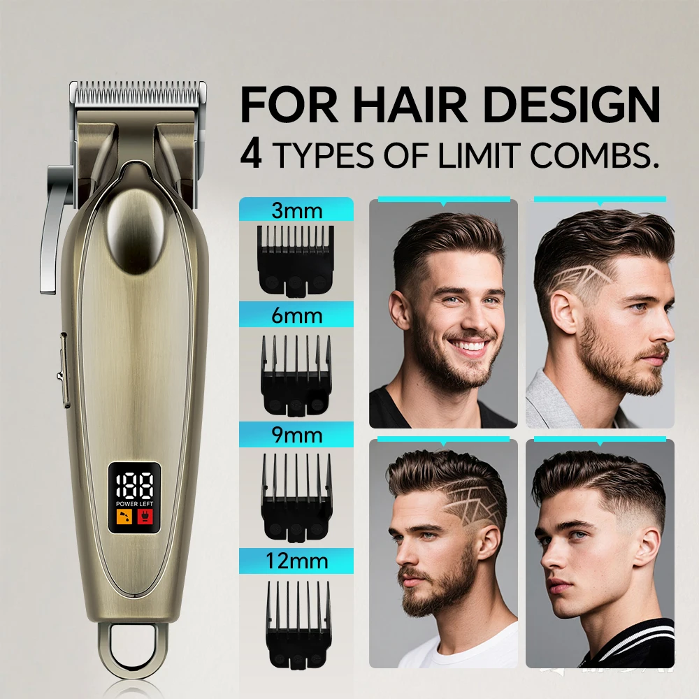 Professional USB Hair Cutter Trimmer Set for Humans Stainless Steel Blades for Household Hotel Use English Designed Barber details