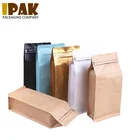 Paper Coffee Bags With Valve Accept Custom 250g 500g 1kg Flat Bottom Brown Kraft Paper Coffee Bean Bags With Valve