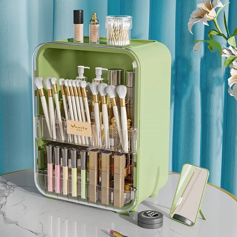 OWNSWING Makeup Cosmetic Storage Box Plastic Makeup Storage Container With Lid Desktop Organizer Box For Cosmetics