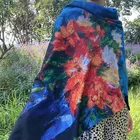 Scarf Painting Hot Sale Cashmere Flower Printed Scarf Pashmina Blue Oil Painting Shawls And Scarves Winter