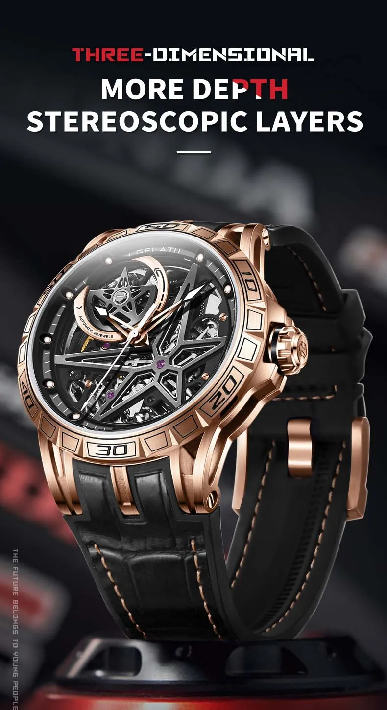 GELATU 6009 Popular Custom Face Mens Mechanical Watch Buy Leather Strap Luminous Scrolling Moq 1 Casual Watch Company