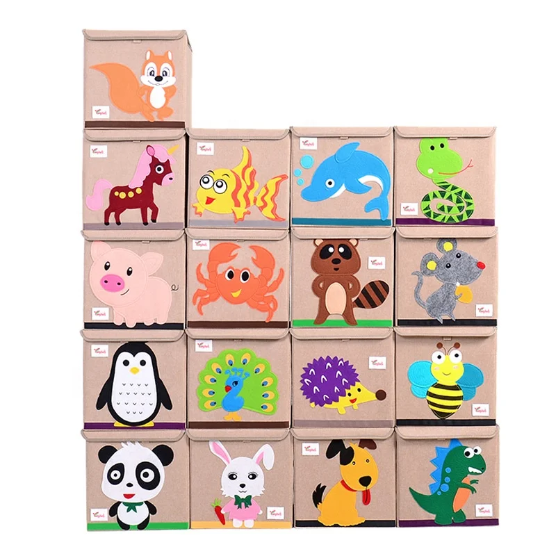 Toy fabric Storage cube box Organizer Baskets with lid for Nursery, Playroom, Kids & Living Room
