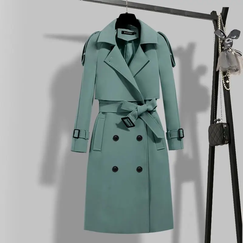 SBM New 2024 Women Trendy Overcoat With Belt High Quality Casual Women