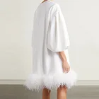 Design Dress Luxury Fashion Design High Quality Custom Feather White Dress For Women