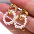 Earrings Hot Selling Gilded Natural Freshwater Pearl Double Ring Jewel Earrings