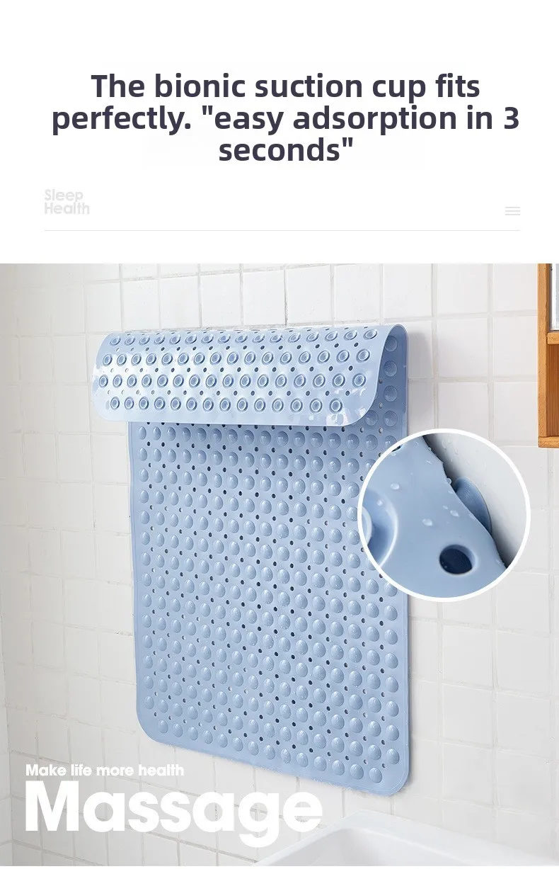 Bathroom Solid Machine Made Anti-Slip Silicone Bubble Massage Floor Mat Eco-Friendly Modern Design Anti-Fall Shower Mat factory