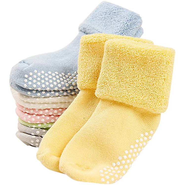 5 Pairs Baby Thick Socks Boys Girls Anti-slip Coton Socks for 0-5 Years Toddler 