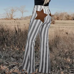 Dear-Lover Wholesale High Waist Skinny Multicolor Striped Flared Ripped Denim Bell Bottom Jeans