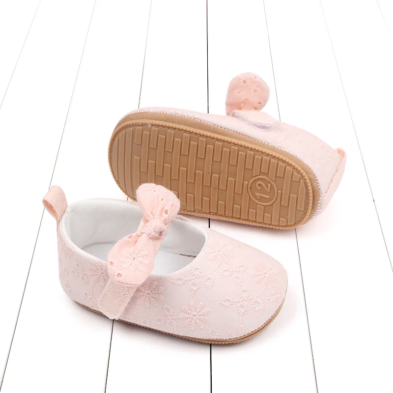 New Arrival Spring and Autumn Solid Color Bow Soft Soled Non-slip Baby Toddler Shoes for Girls details