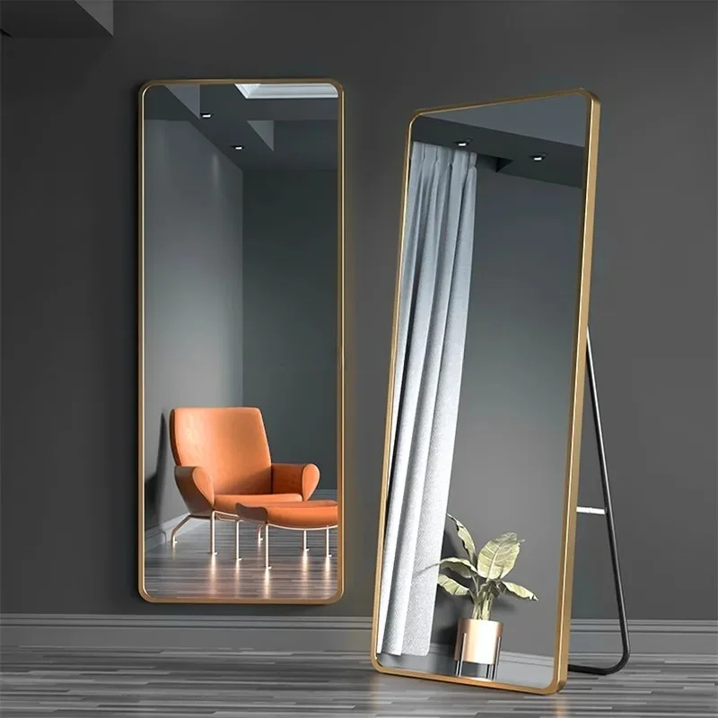 product modern aluminum alloy framed full length body floor mirror for bedroom home-2