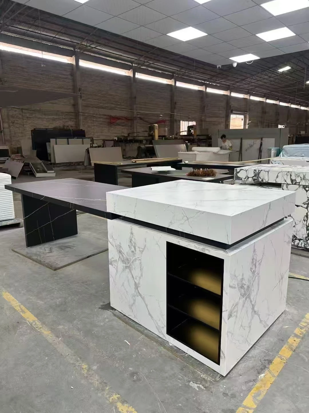 product ydstone light mobile dining table storage integrated kitchen cabinet sintered stone kitchen island counter top-4