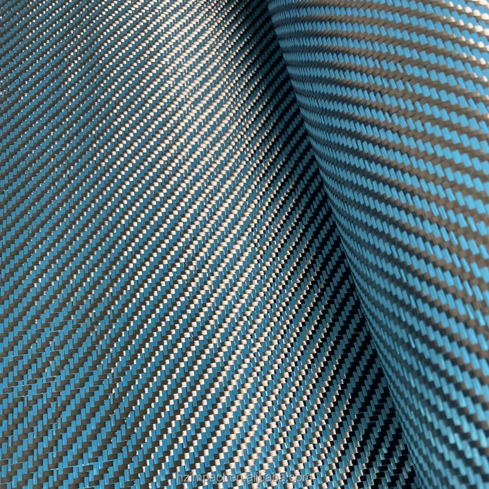 Lake Blue 1+1 Mixed for Kevlar + Carbon Fiber 3K Carbon Aramid Hybrid Fabric Waterproof Woven for Upholstery Car Lake Blue 1+1 Mixed for Kevlar + Carbon Fiber 3K Carbon Aramid Hybrid Fabric Waterproof Woven for Upholstery Car
