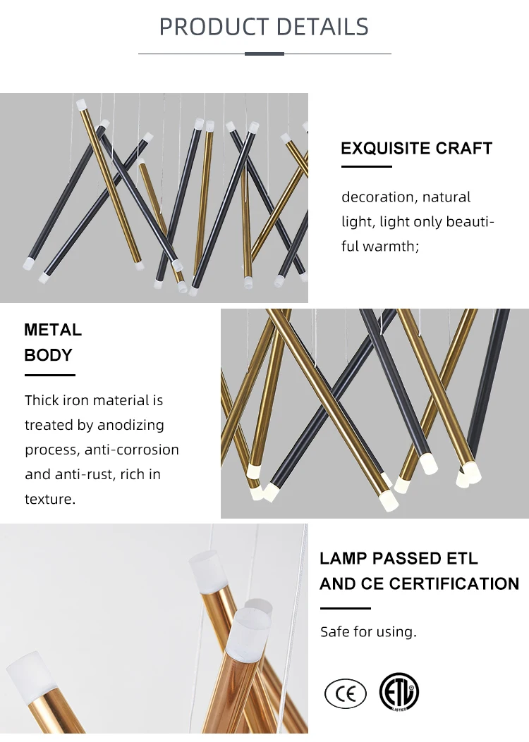 dl0045 high quality modern hotel lobby dining room decoration aluminum brass led pendant lamp -4