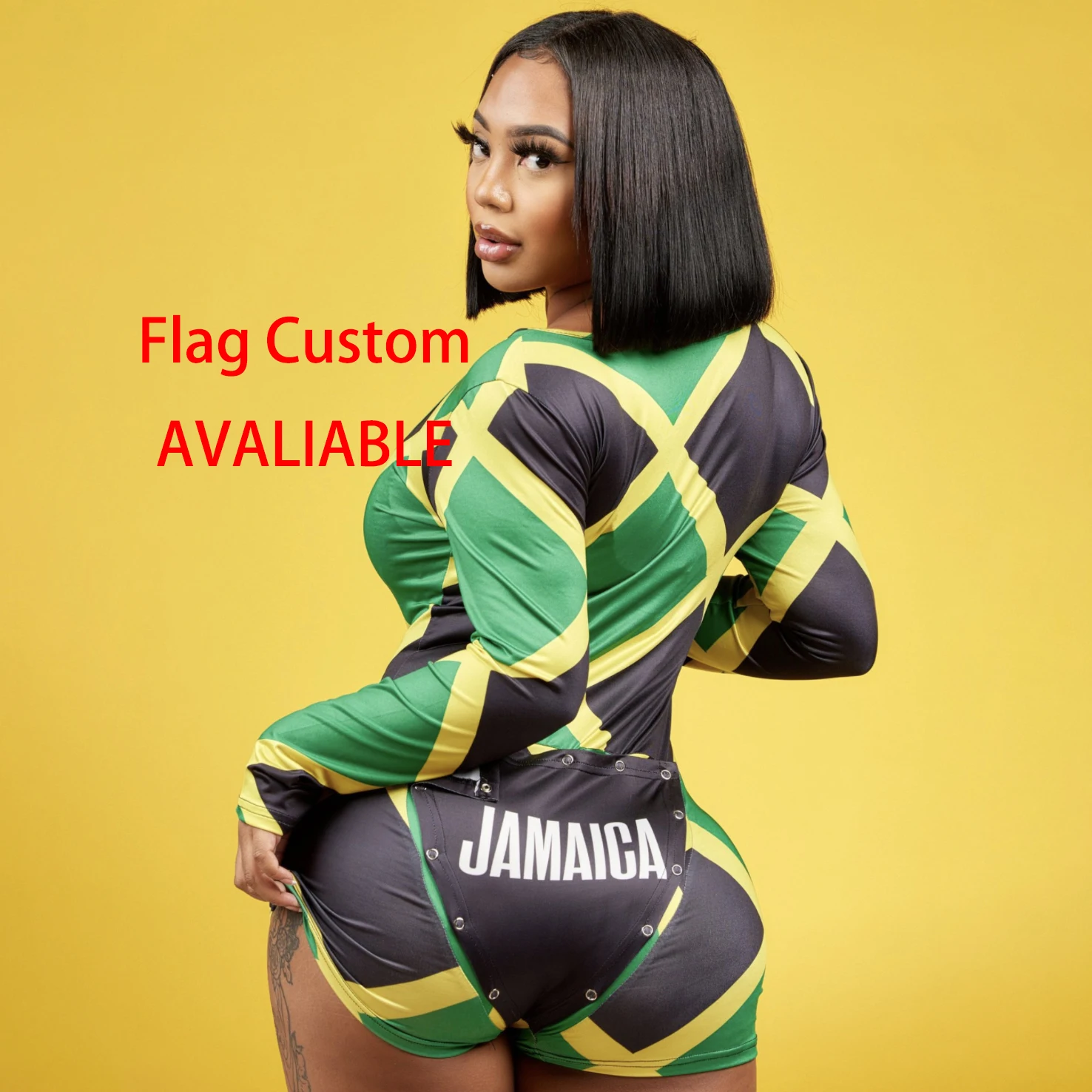 Custom Flag Design Jamaica Plus Size High Stretch Long Sleeve Jamaican Haiti Puerto Rico African Shorts With Butt Flap - Buy Onesie With Flap,Flag Onesie,Jamaican Onesie on Alibaba.com