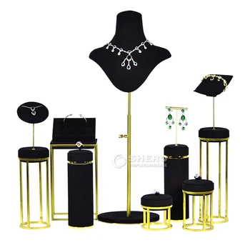 Black high quality jewelry display set spray print jewelry showcase chain pendant necklace display props