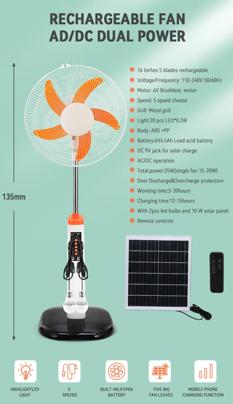Recharaeable Power Solar Panel, LED, 110, 35 - detail 2