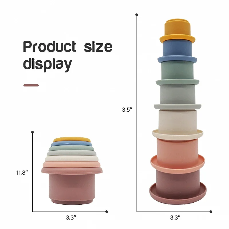 product bpa free silicone stacking sorting nesting blocks early educational intellectual development toy finish the task-1