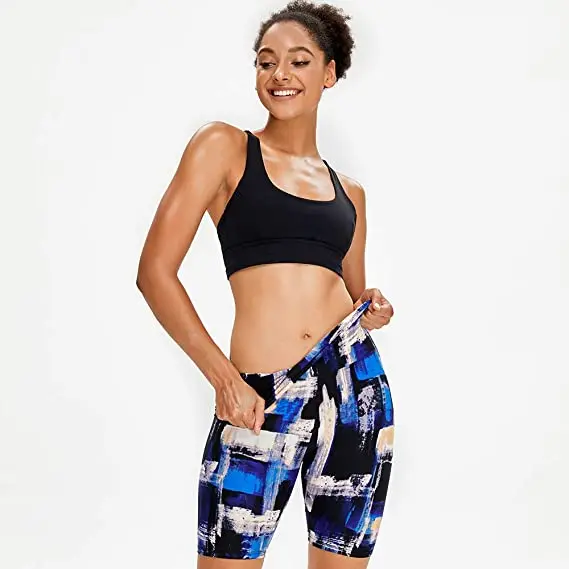 Factory Wholesale Breathable Fabrics Biker Shorts Women Workout Custom High Rise Waistband Fitness Compression Shorts Women