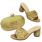 Shoes And Bags Sinya 2022 New Arrival Gold Fashion Rhinestone Handbag Purse Clutch African Shoes And Bags Set For Women