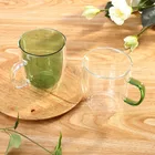 Coffee Cup 2021 European Fashion Color Double Wall Glass Coffee Cup With Handle On Coffee Shop