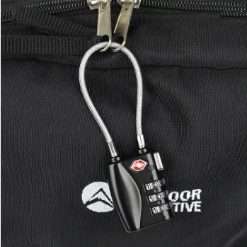 3 Digit Code TSA lock outdoor Luggage Backpack zipper  wire rope code password combination padlock