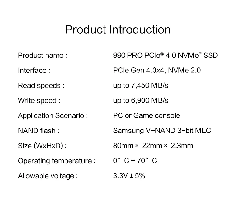 SSD SAMSUNG 990 PRO PCIe 4.0 NVMe M.2 2280 11 Hcfe55ac86f664ea896be2060791ba668y