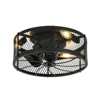 Industrial wind bird cage fan light living room bedroom LED fan light ceiling light with fan